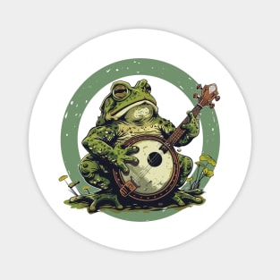 Retro Goblincore Cute Frog Playing His Acoustic Guitar Frog Lover Magnet